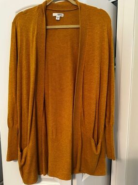 Sonoma Mustard Open-Front Cardigan with Pockets